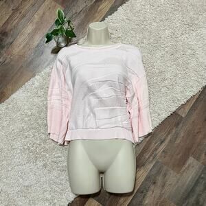 CAbi Size Medium Shy Pink Zebra Crewneck Boxy Cropped Pullover Sweater